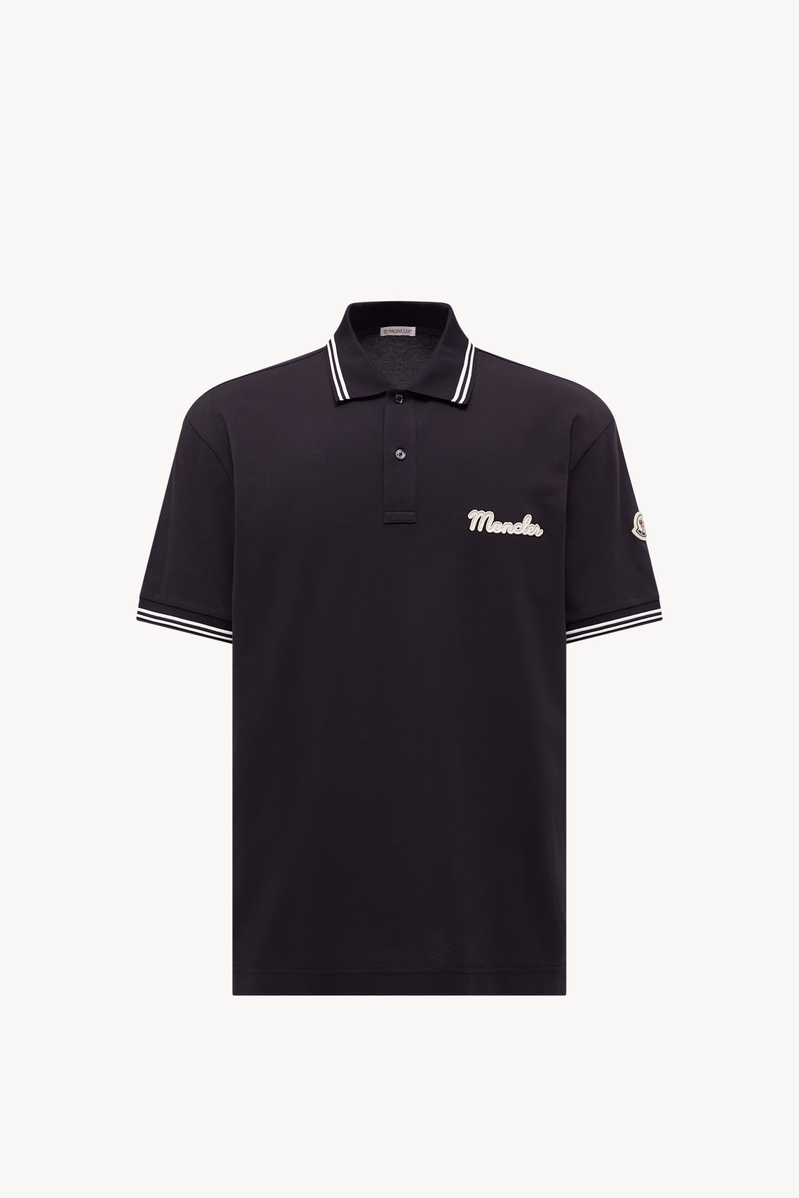 Embroidered Logo Cotton Piquet Polo Shirt Men Blue Moncler 2